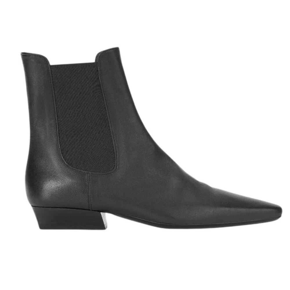STAUD Wally 25MM Leather Chelsea Boots Black Almond Toe SZ 38 (7.5) MSRP $395